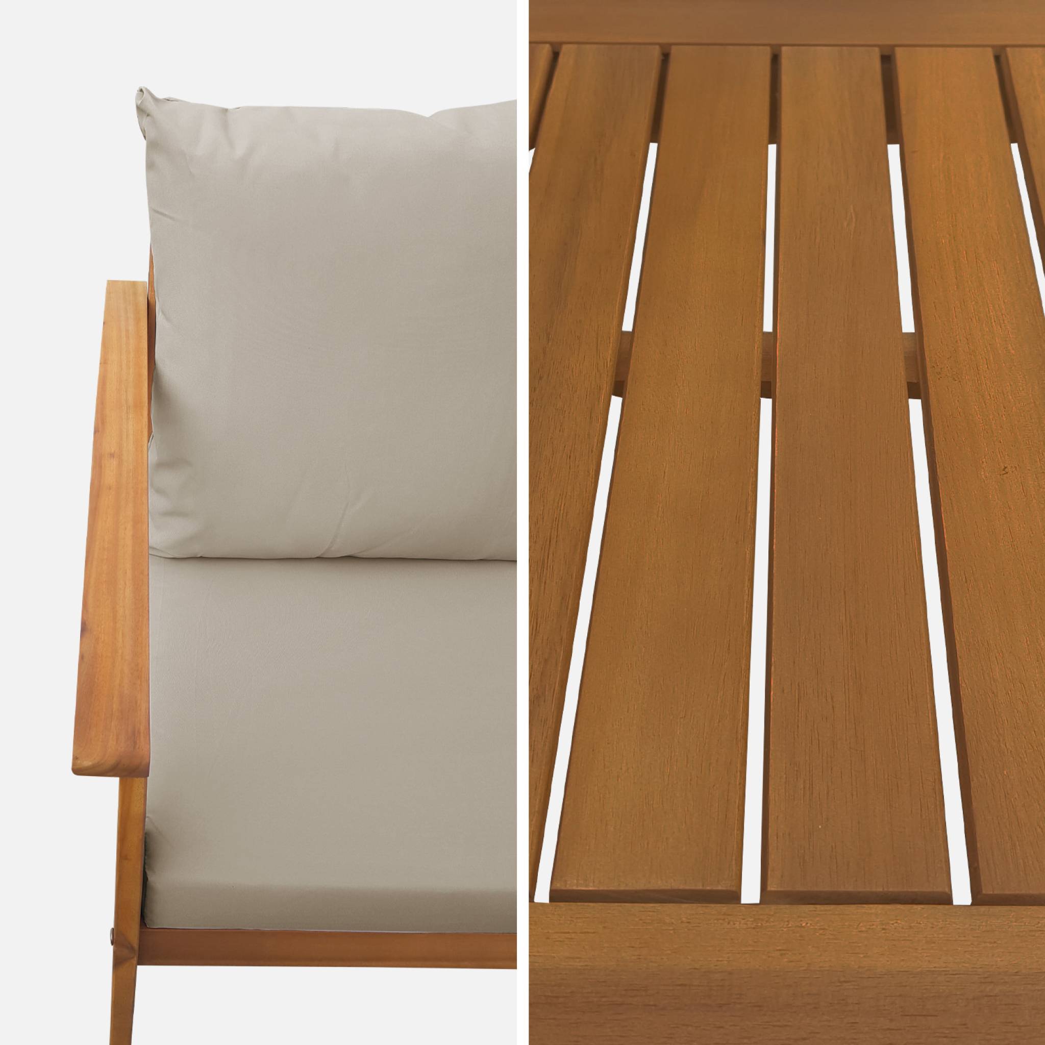 Salon de jardin en bois 4 places - Ushuaïa - Coussins écrus. canapé. fauteuils et table basse en acacia. design USHUAIA - 3