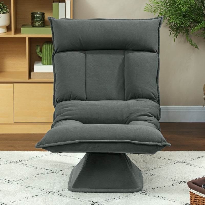 Cadeira de chão giratória 360° com encosto ajustável em 5 posições, sofá de chão dobrável, cadeira para meditação, jogos e leitura, cinza escuro - 7
