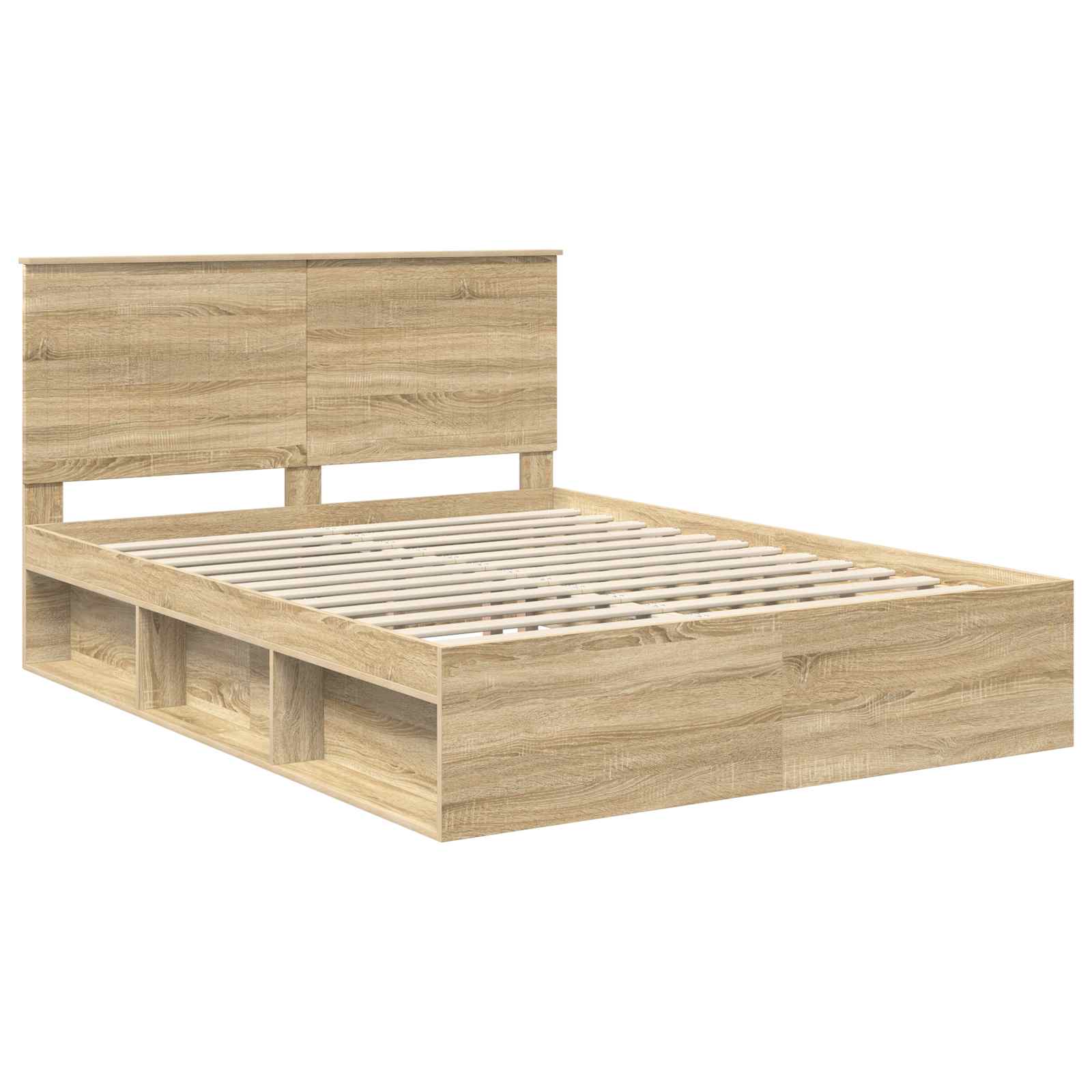 Cadre de lit chêne 150 x 200 cm bois de pin massif - 4