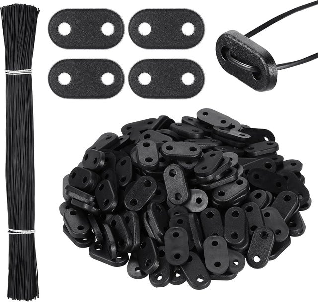 200 Set Fixation pour Clôture Brise-Vue 200 Clips Montage en PVC Résistant aux Intempéries 200 Attaches Câble Fil Plaque de Montage pour Jardin Balcon