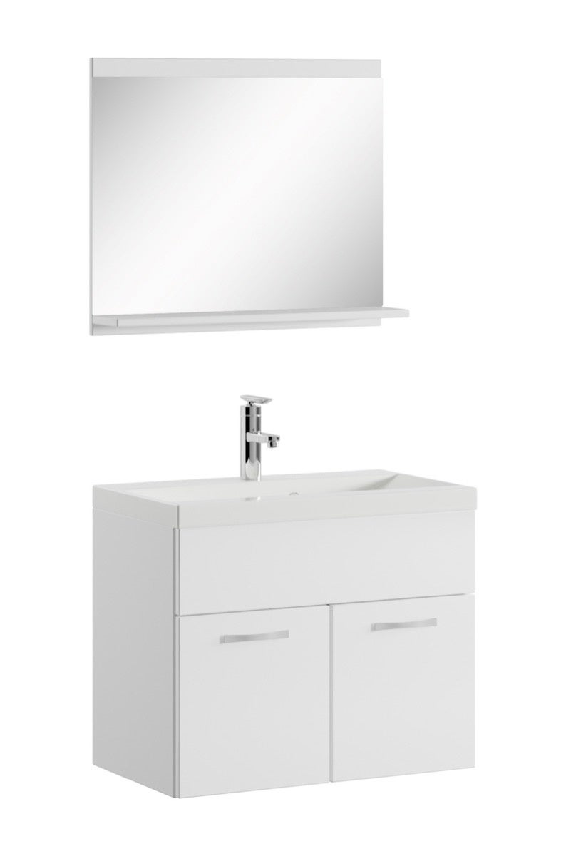 Badplaats B.V. Mobile Bagno Angela – 60 Cm In Rovere Con Lavabo In Marmo Artificiale, Cassetti Soft-Close, Premontato