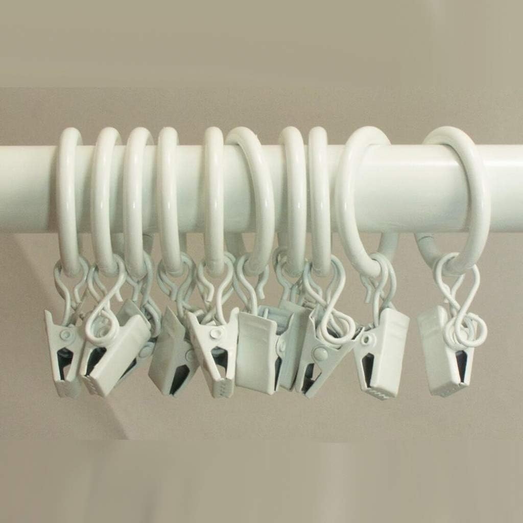 20 Pièces Anneaux de Rideaux avec Pinces, Pince Polyvalente en Métal pour Tringle à Rideaux, Pinces avec pour Maison, Porcelaine Blanche Ø 32 mm - 5