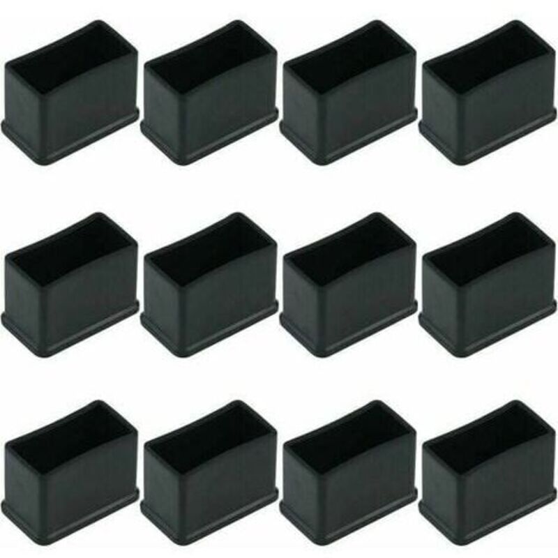 Opakowanie 12 prostokątnych ochraniaczy na nogi stołu lub krzesła - czarne, 15 x 30 mm.