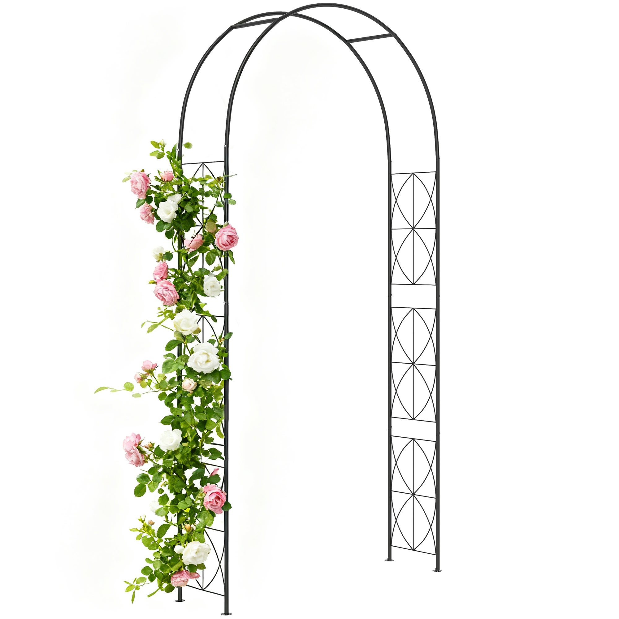 Arche de jardin métallique pour roses et plantes grimpantes Arche de soutien pour plantes et décorations Noir - 114x30x230 cm - 3