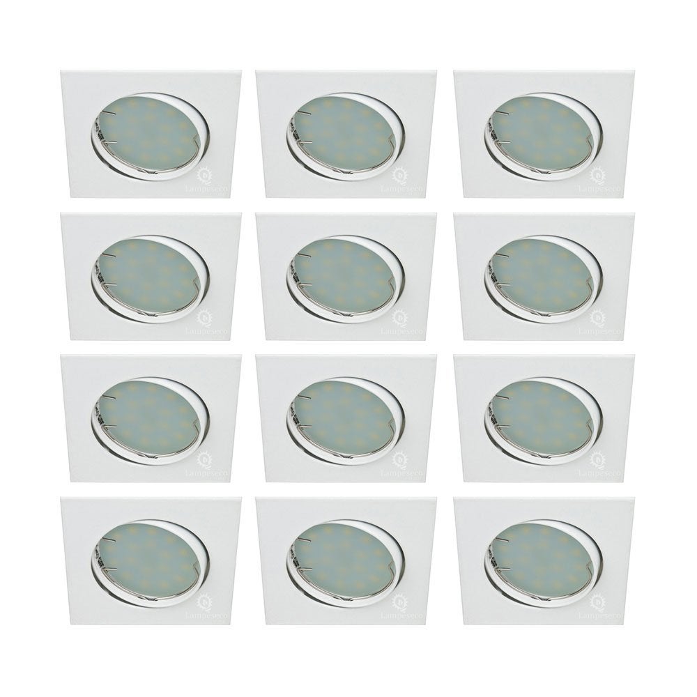 Lot de 12 Spot encastrable orientable LED carré GU10 230V équivalent 50W blanc neutre - 6