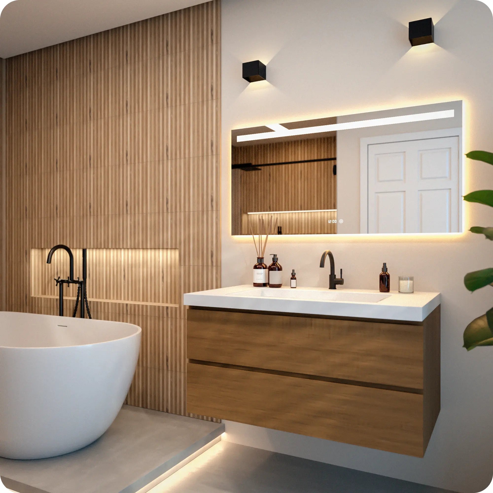 Mirlux Specchio da bagno con illuminazione a LED e riscaldamento - Specchio rettangolare da parete - Anticondensa - 120x60 cm - 2
