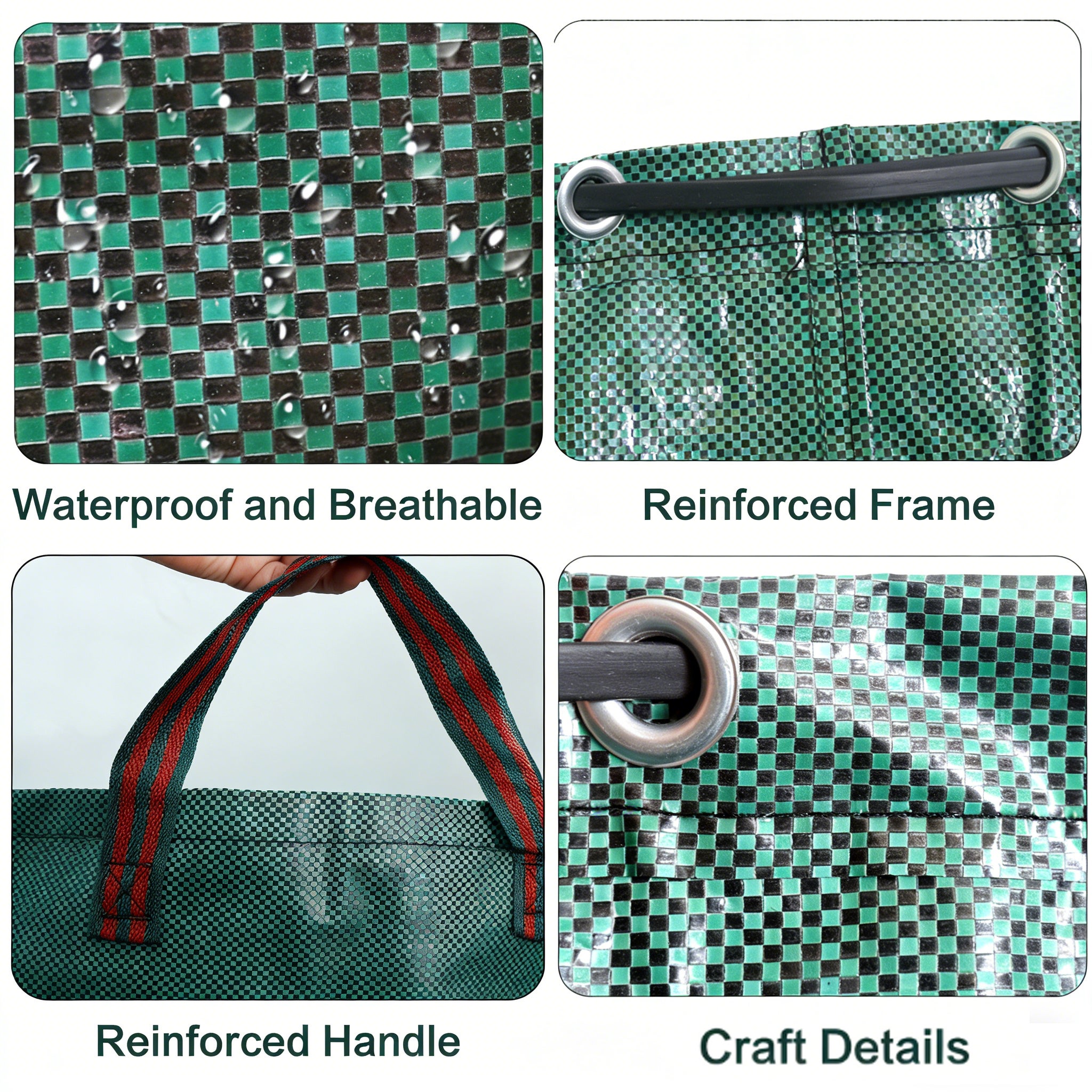 AULEDIO 3 sacs jardin 120L, sacs déchets verts pliables et réutilisables avec poignées, adaptés aux feuilles, mauvaises herbes et déchets de jardin - 5