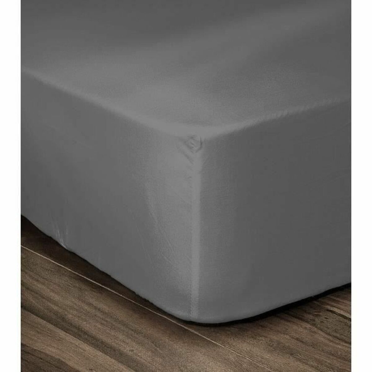 Drap Housse 100% Coton 160 x 200 cm - Bonnet 35 cm - Gris foncé - LOVELY HOME - 4