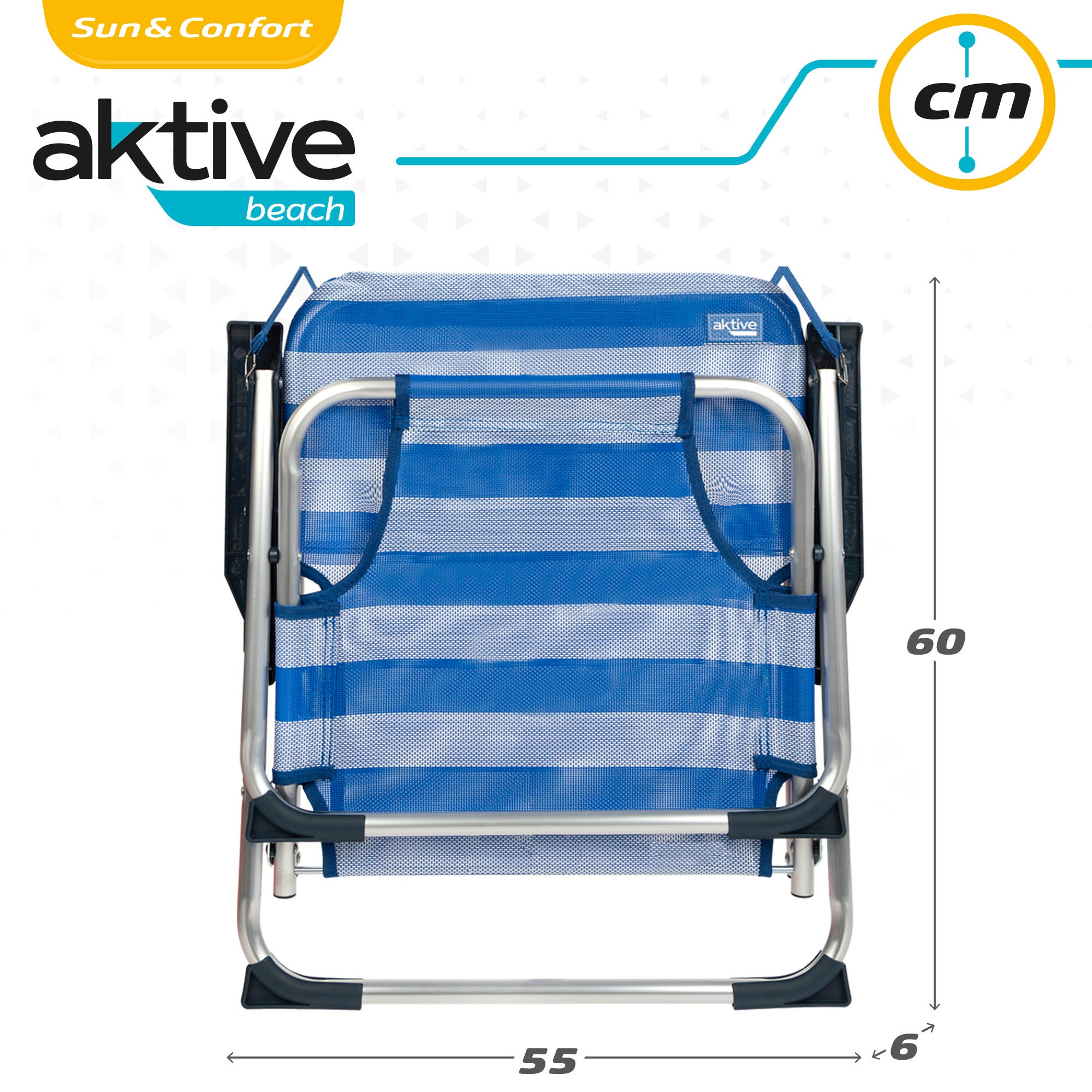 Cadeira dobrável fixa alumínio Aktive Beach - marinheiro - 7