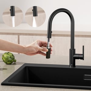 Cecipa max Mitigeur Cuisine avec Douchette Extractible Noir Robinet Cuisine 360 Rotatif Avec 2 modes de sortie d'eau,EU Modèle