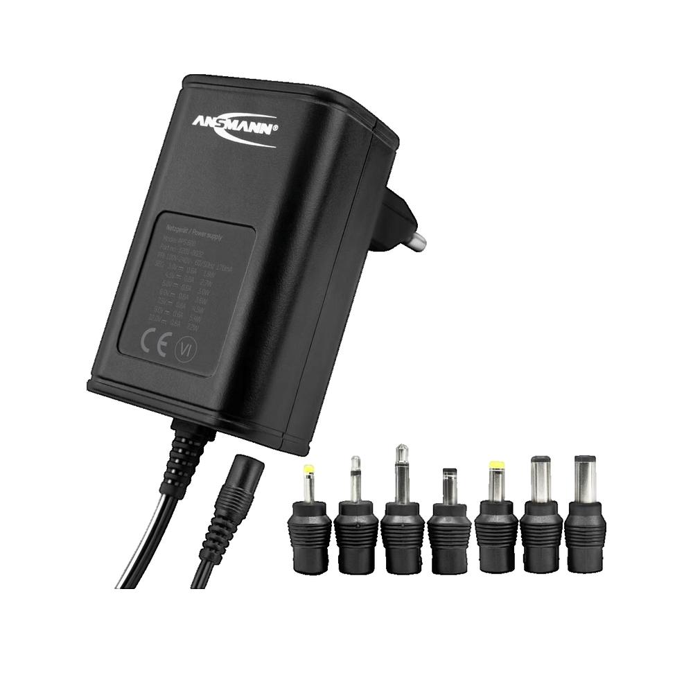 Uniwersalny zasilacz Ansmann APS 600 Regulowany prąd 3-12V DC kabel 1,80 m