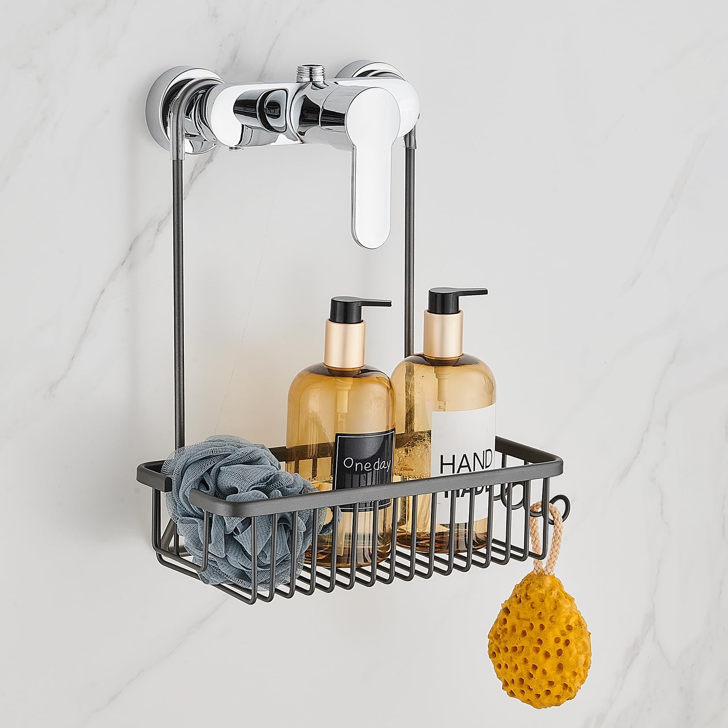 Aluminiowa półka prysznicowa, mydelniczka bez wiercenia, 29 x 12 x 37 cm, szary metalizowany