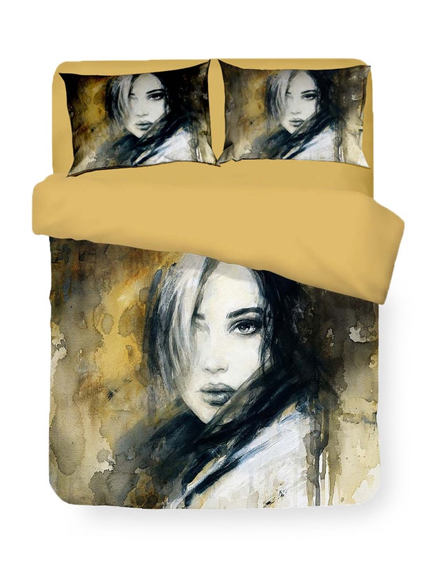 Housse de couette Sateen HD Photographique Peint Femme Isabel Double cm. 250x200 or