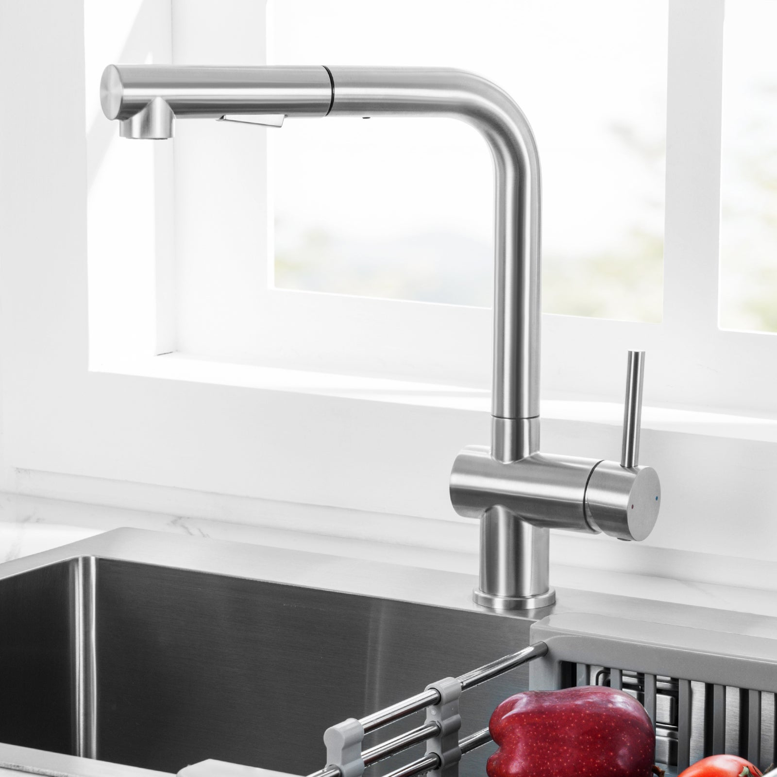 Lonheo Max Grifo mezclador de cocina con rociador extraíble - Grifo extraíble para fregadero de acero inoxidable cepillado - 2