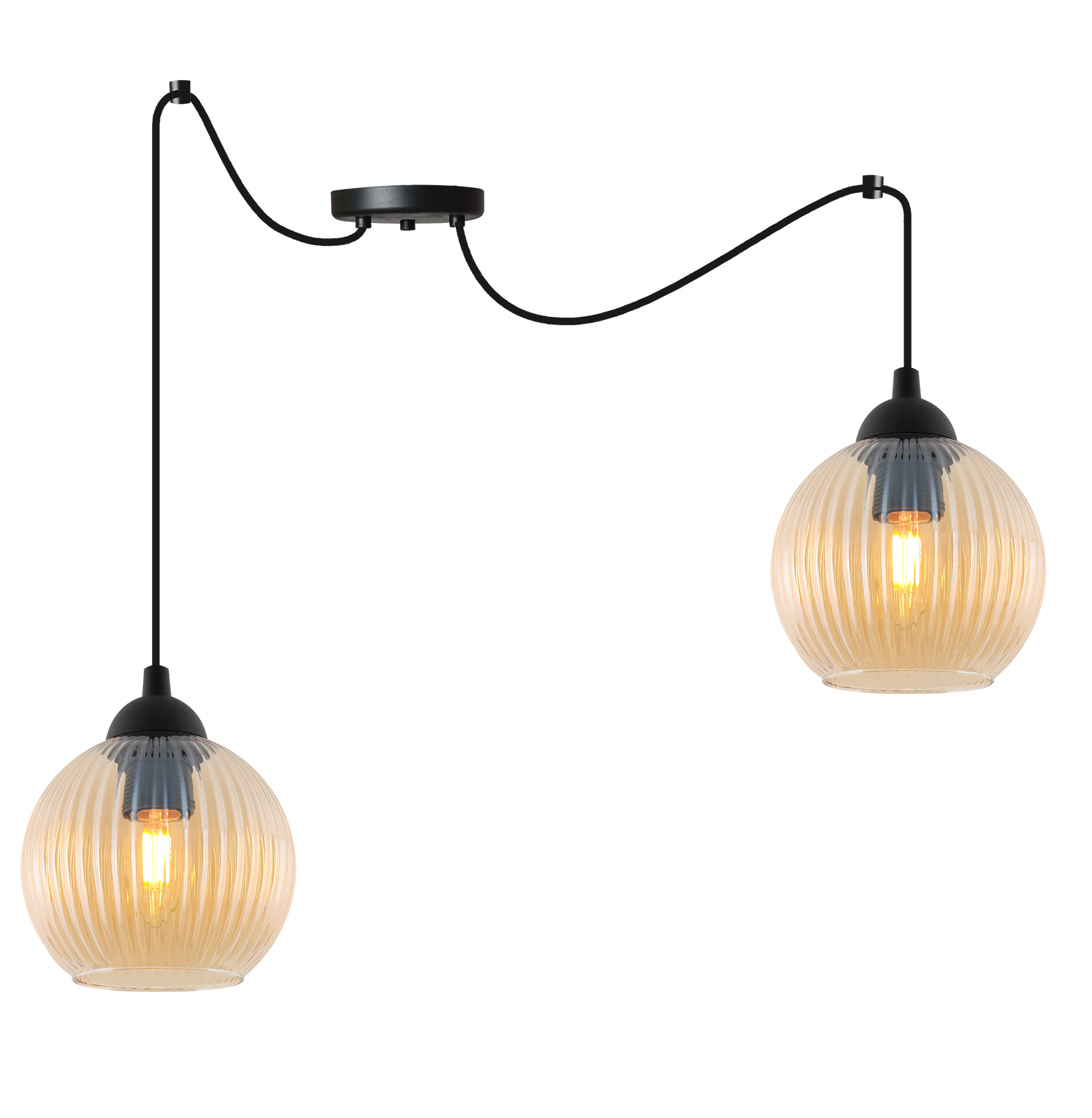 Lampa sufitowa wisząca Riffle Pająk loft 2xE27 klosz kula miodowa Light Home LH