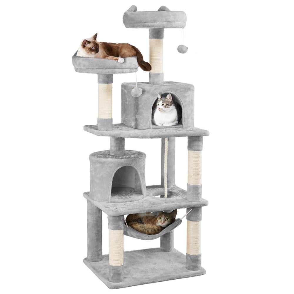 Arbre à Chat Tour à Griffer MultiNiveaux Hauteur 158 cm Gris Clair — free download