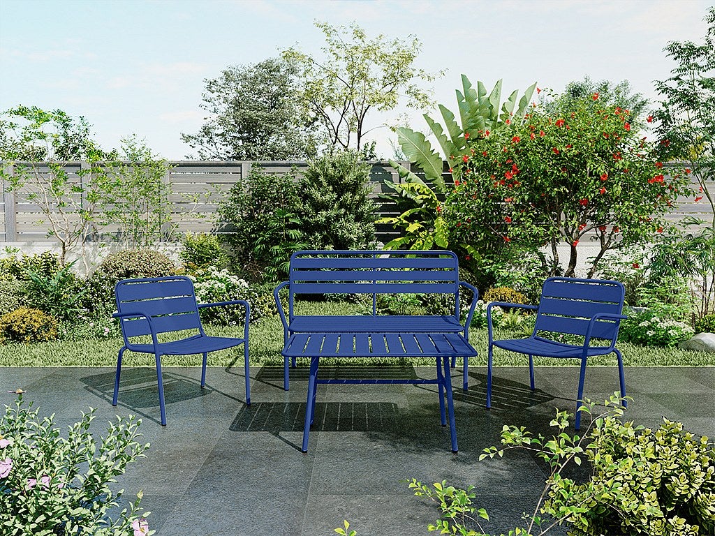 Metalowy stolik kawowy ogrodowy - Granatowy - MIRMANDE od MYLIA