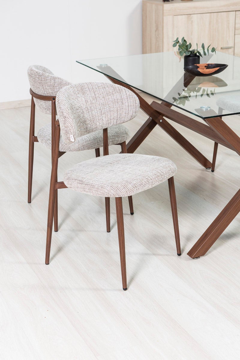 Paire de chaises rembourrées Moira en tissu avec pieds en métal effet bois - 5