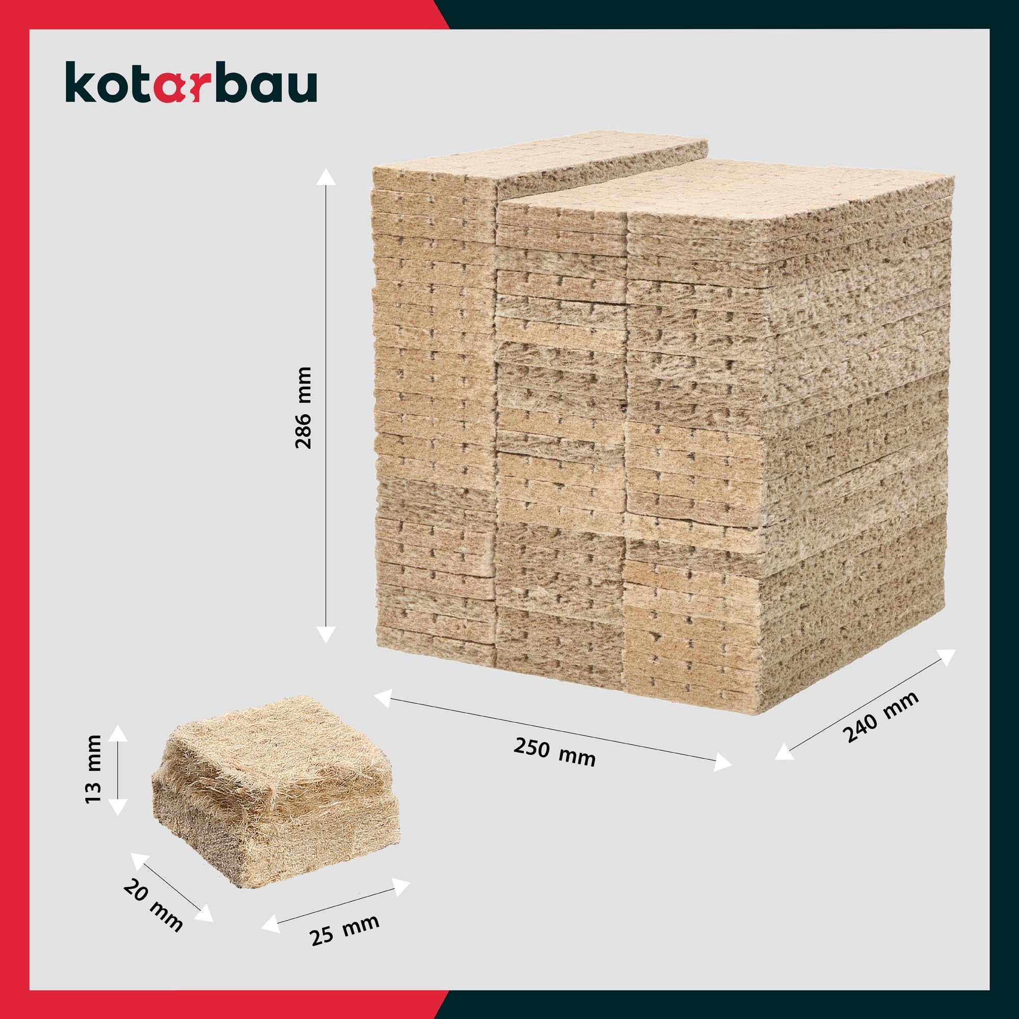 Lote de 2600 Piezas Encendedor de Fuego en Cubos - Lana de Madera - 25 x 8 x 13 cm - Natural - Encendido para Barbacoa - KOTARBAU - 3