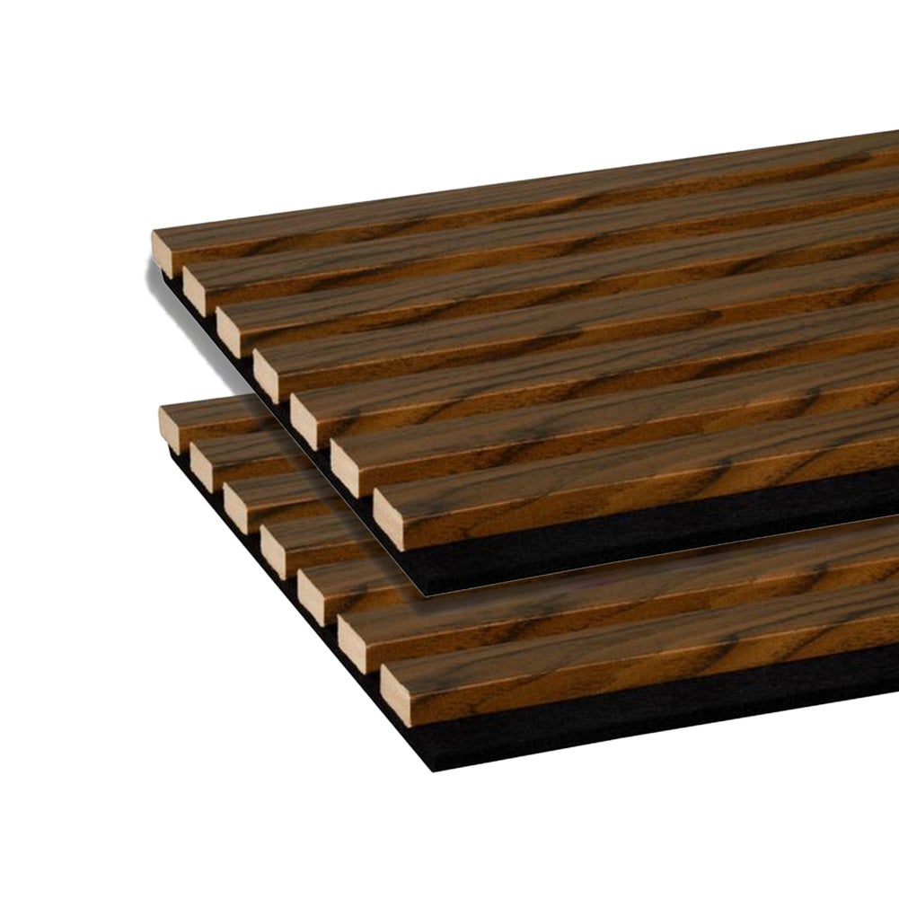 Lot de 2 Panneaux tasseaux bois MDF acoustic décor Noyer sur fond feutrine noir 2600 x 300 x 17 mm 1,56 M2 PEFC 70% - 2