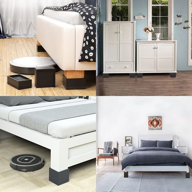 Un ensemble de 4 cales de rehausse de lit et blocs de rehausse de meubles, adaptés pour surélever les pieds de meubles. - 5