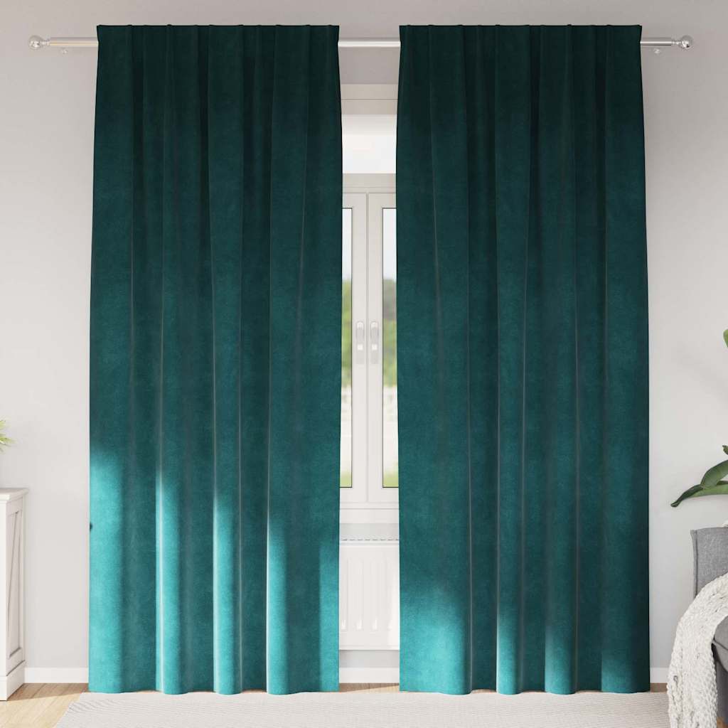 Zasłony zaciemniające 2 pcs Ciemna zieleń 140 x 245 cm Aksamit vidaXL