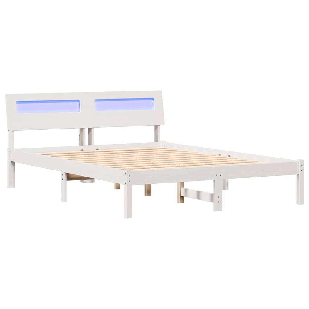 Łóżko Drewniane Białe Rama Łóżka Ze Stelażem Drewniana Łóżko Do Sypialni Pokoju 120 x 200 cm