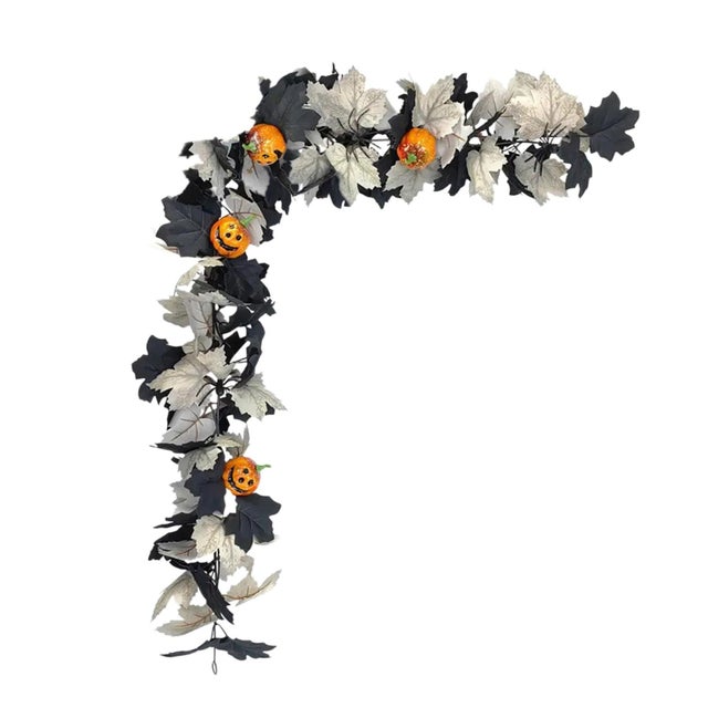 BEXTCOK Grinalda de Halloween para a porta,decoração de outono para a varanda, guirlanda suspensa de Halloween, grinalda de videira de outono (175 cm)