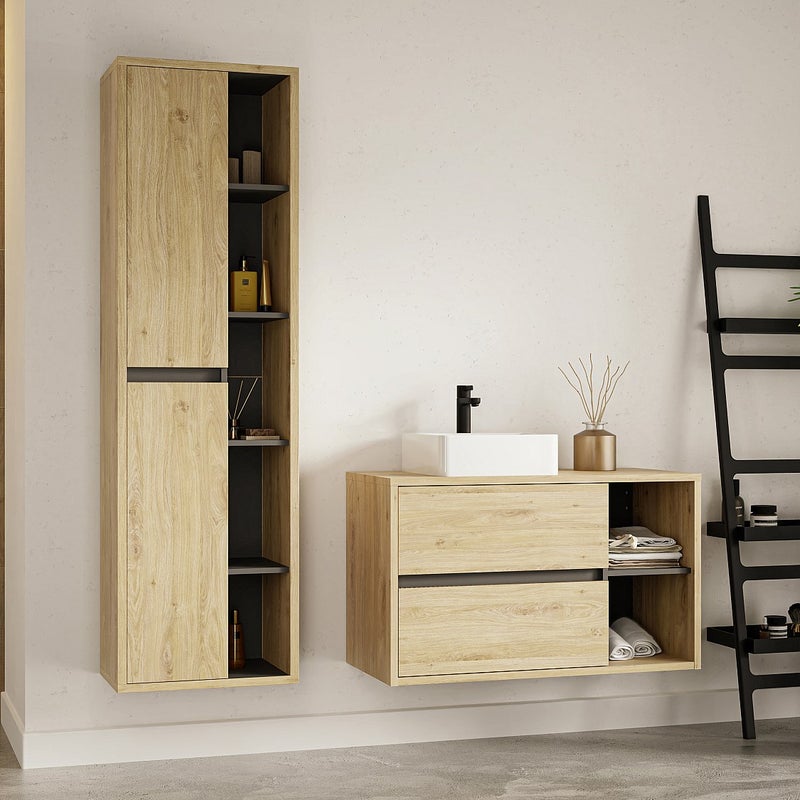 Słupek łazienkowy wiszący - Naturalny jasny - wys. 170 cm - PURNAL