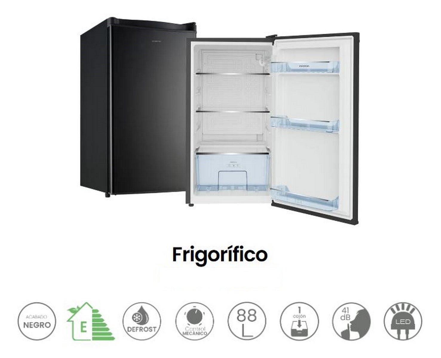 Frigorífico de uma porta INFINITON FG-A85N, 88 litros, 83 cm, E, Cyclic, preto - 4