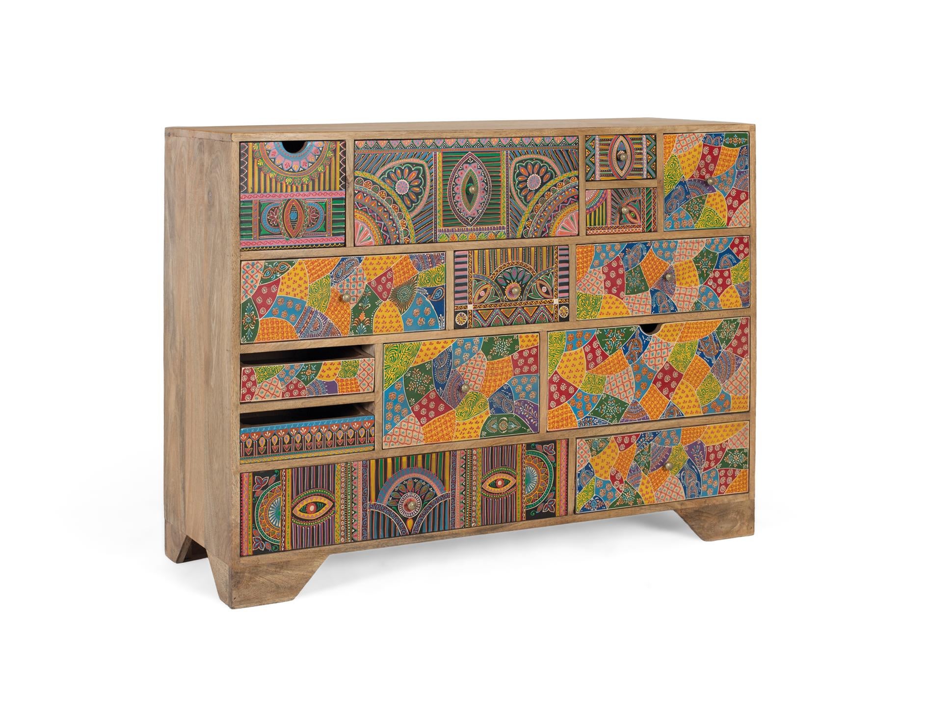 Komoda z drewna mango 120 cm w stylu boho etnicznym - 91x120x40 GYC - 2