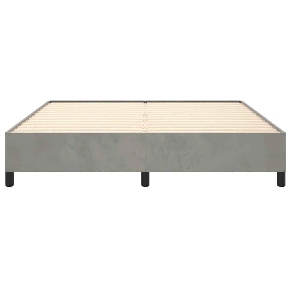 Cadre de lit sans matelas gris clair 160 x 200 cm en velours - 5