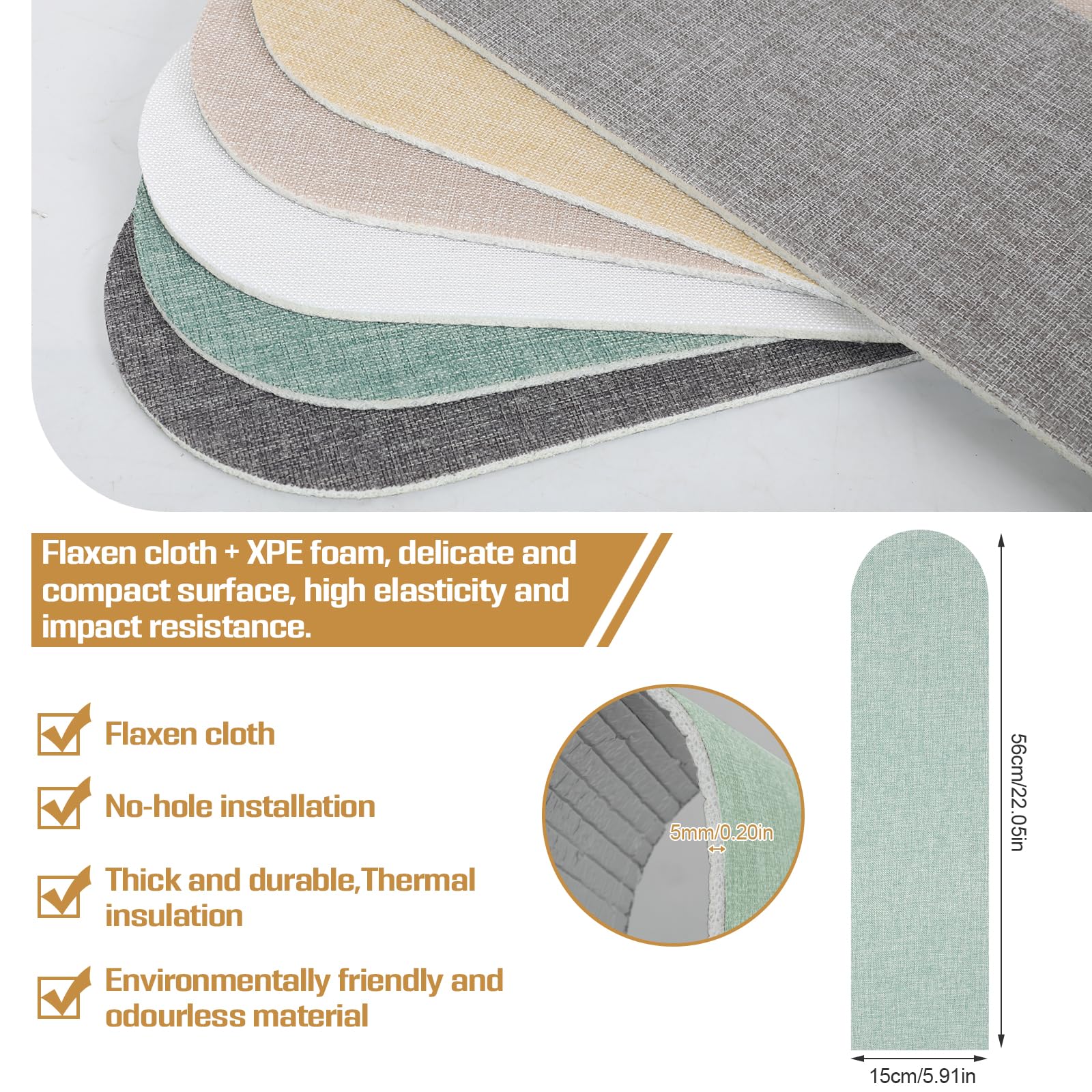 Zestaw 12 paneli ściennych 3D, 60 x 15 cm - pianka XPE do okładzin ściennych - samoprzylepne panele ścienne - podkładki antykolizyjne - zielony - 2