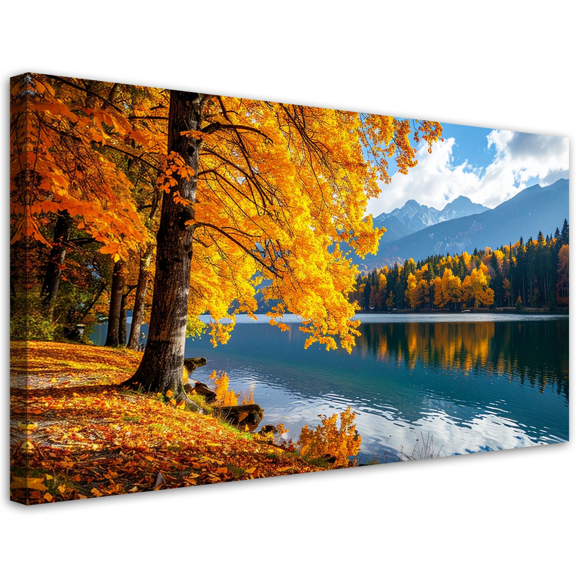 Obraz do salonu sypialni, Krajobraz jesienny jezioro góry natura 120x60