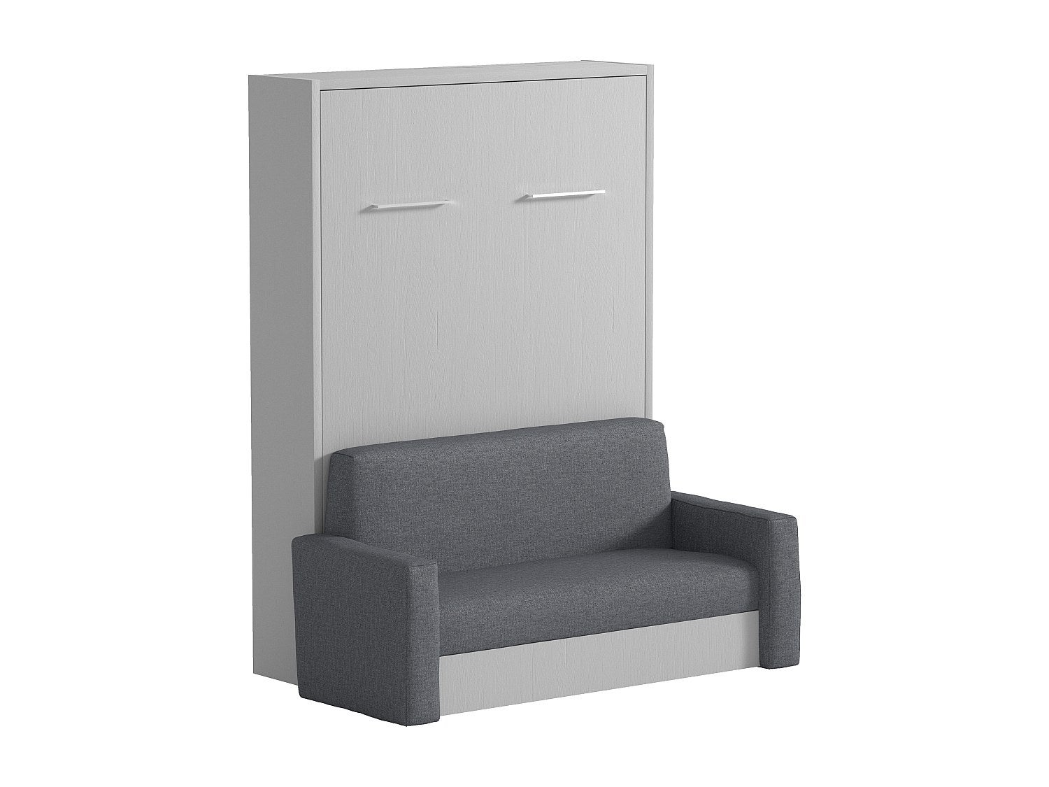 Letto a scomparsa con divano 140 x 200 cm Apertura verticale manuale Bianco e Grigio - VACIALA II - 3