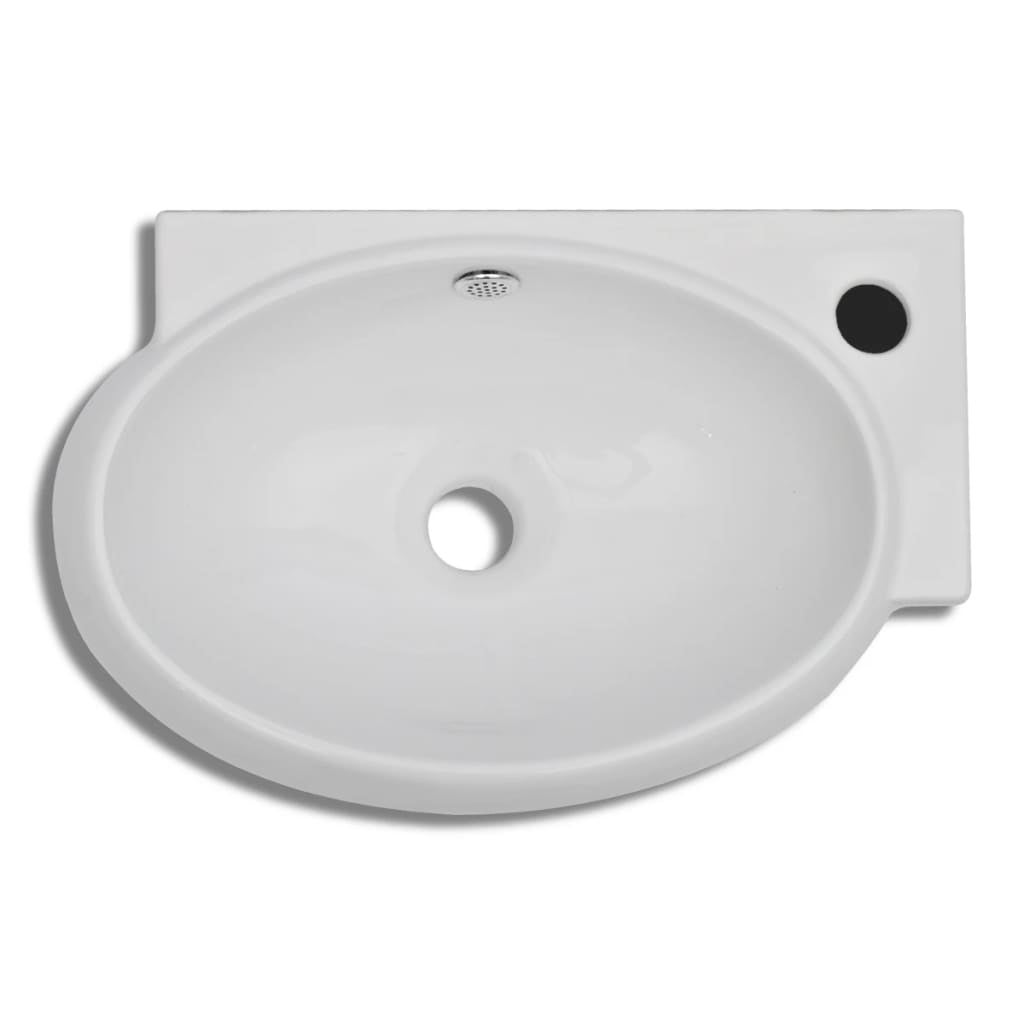 Lavabo bagno in ceramica 41 x 28 cm con foro troppopieno bianco 02_0002492 - 3