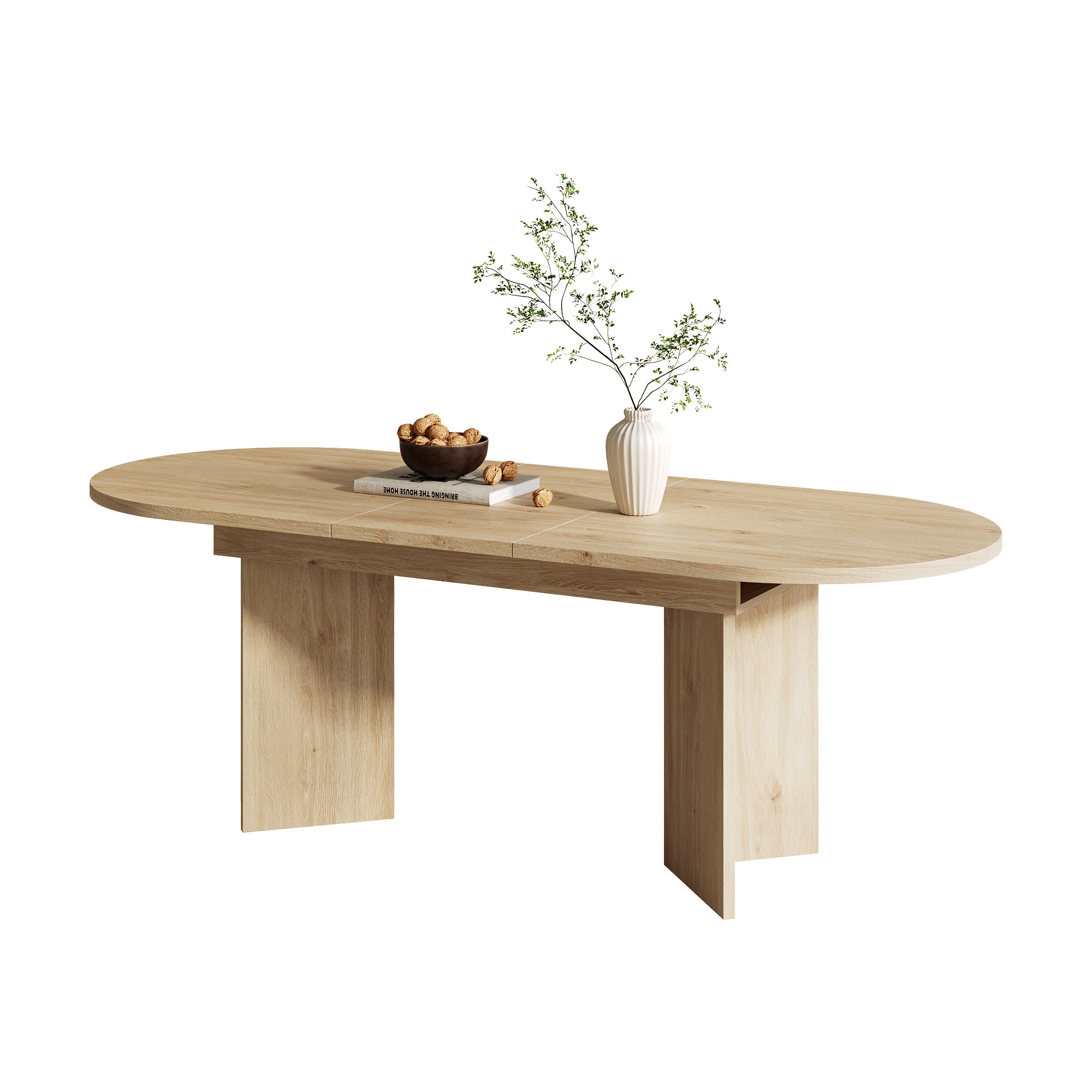 Table à manger extensible pour 4 à 6 couverts - 120/160 x 80 x 75 cm - Coins arrondis et plateau épais - MDF - Chêne - 8