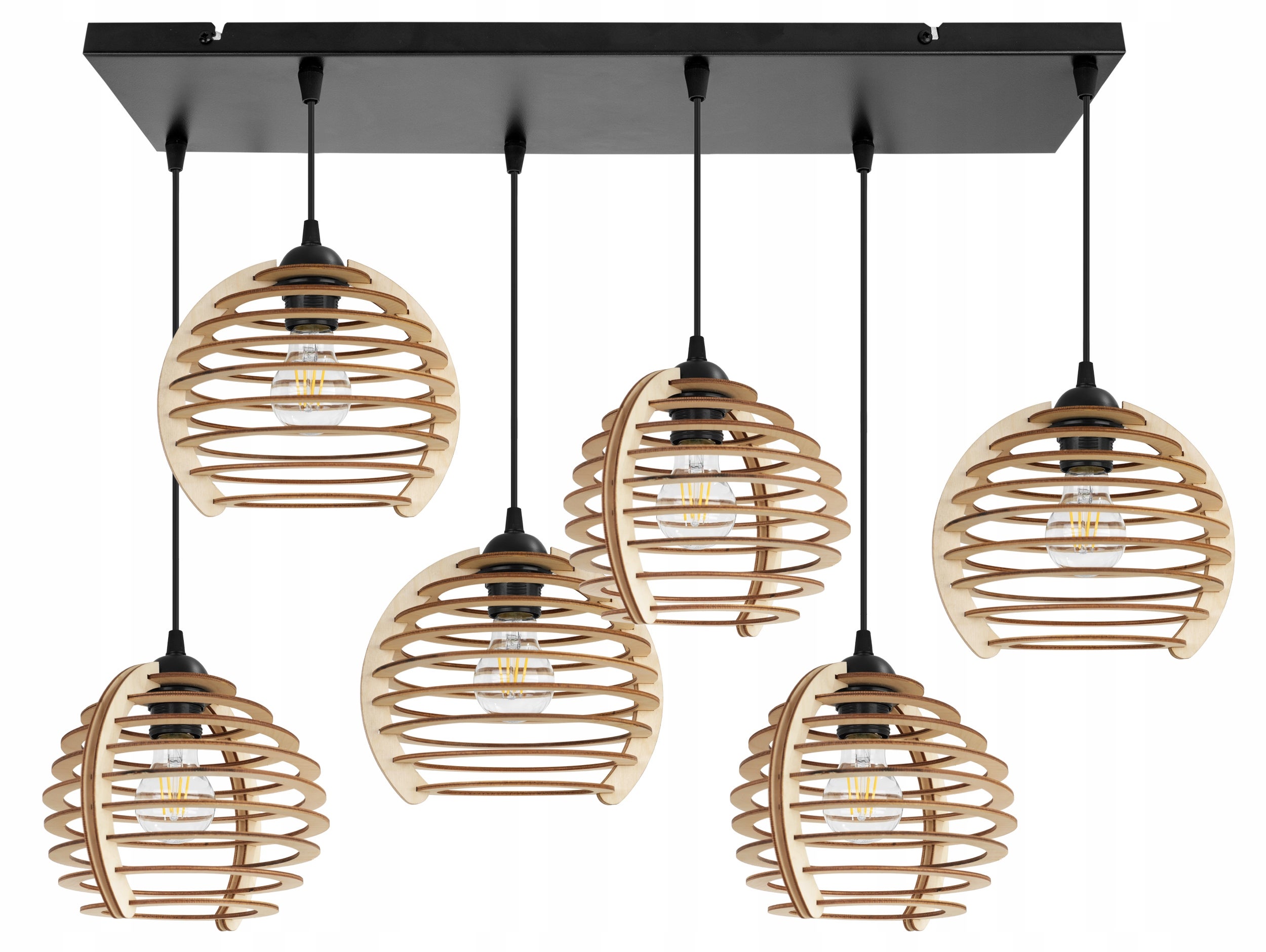 Lampa sufitowa wisząca Timber glam 6xE27 abażur kula drewniana Light Home LH
