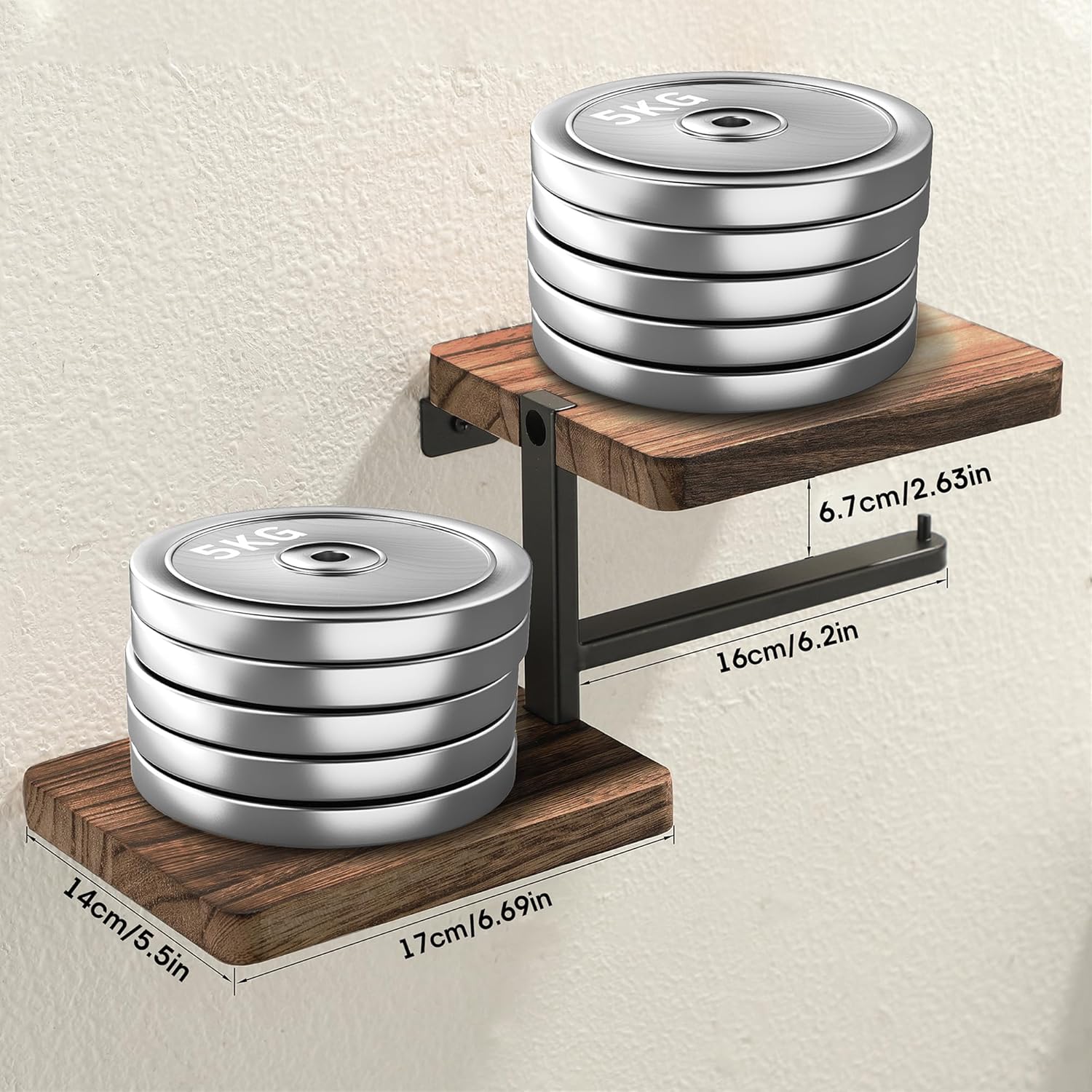 Porte Papier Toilette Mural avec Tablette, Support Papier Toilette Mural avec étagères Porte mouchoirs de Salle de Bain Porte Rouleau de - 7