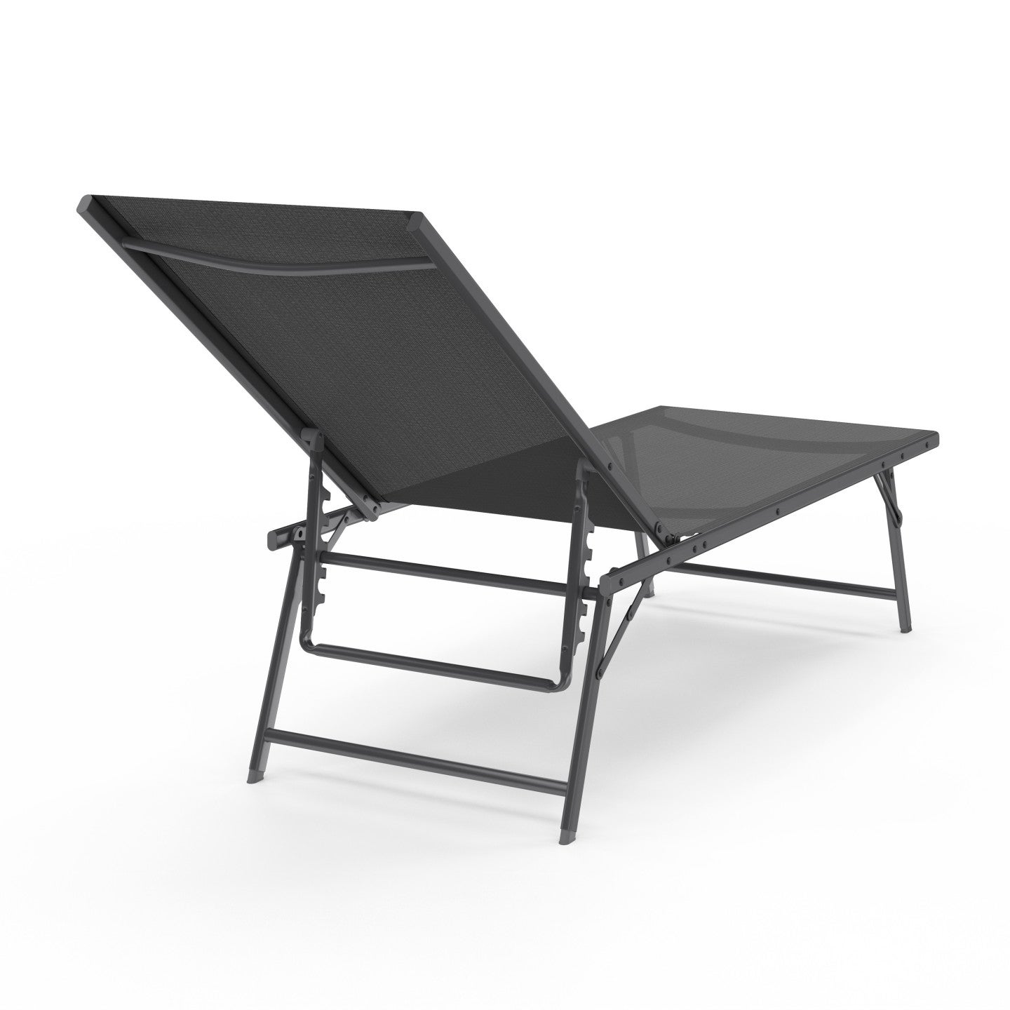 Lot de 2 transats de jardin inclinables KAILUA en acier gris anthracite et toile grise - 4