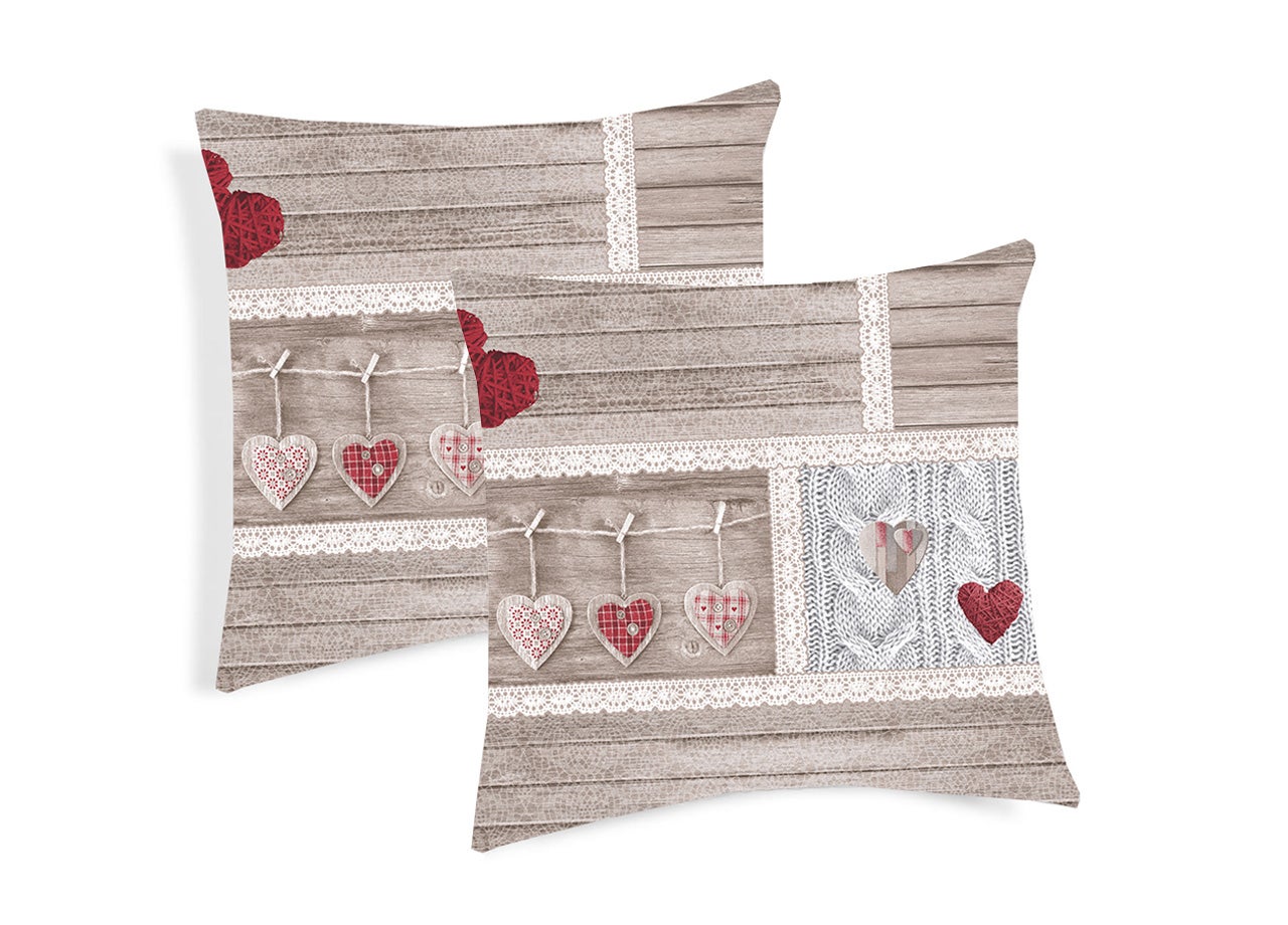 Matches21 Federa Cuscino LISE – 40x40 Cm – Quadri Rossi E Cuore Rustico – 100% Cotone