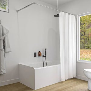 Bastone Tenda a Pressione Estensibile 48-133cm Senza Forare Asta Telescopica in Acciaio Inox Bastone Tenda Doccia Bianco Antiscivolo & Mai Rustico per Finestra, Armadio, Porta