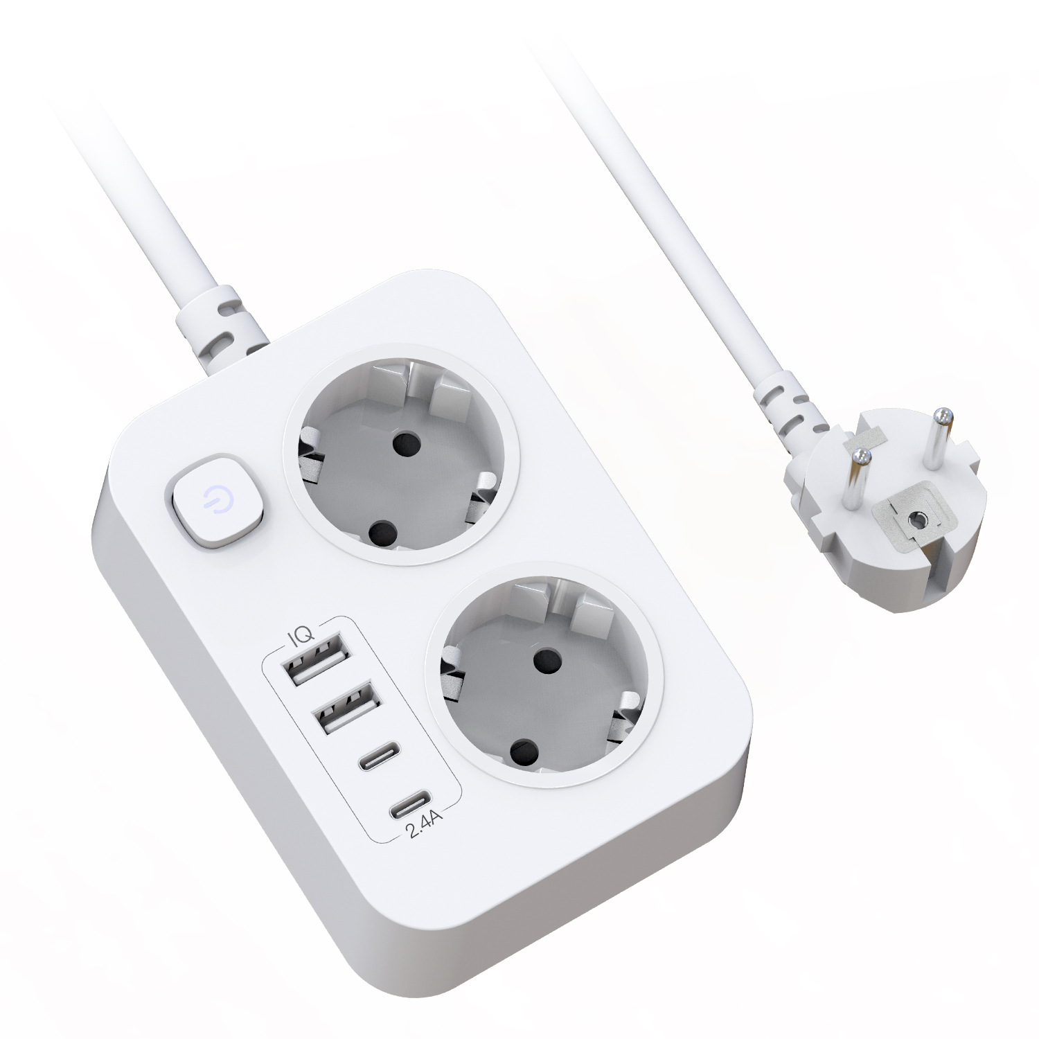 1 szt. listwa zasilająca 6 w 1 z USB-C 20W, ochrona przeciwprzepięciowa, 2 gniazdka z wyłącznikiem, 4 porty USB, kabel 1,8 m, do domu, biura i podróży