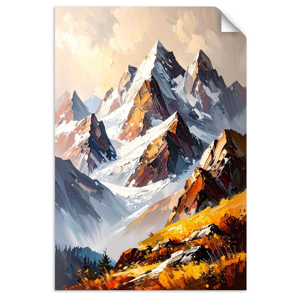 Naklejka na ścianę do salonu sypialni, Krajobraz górski zimą 30x45