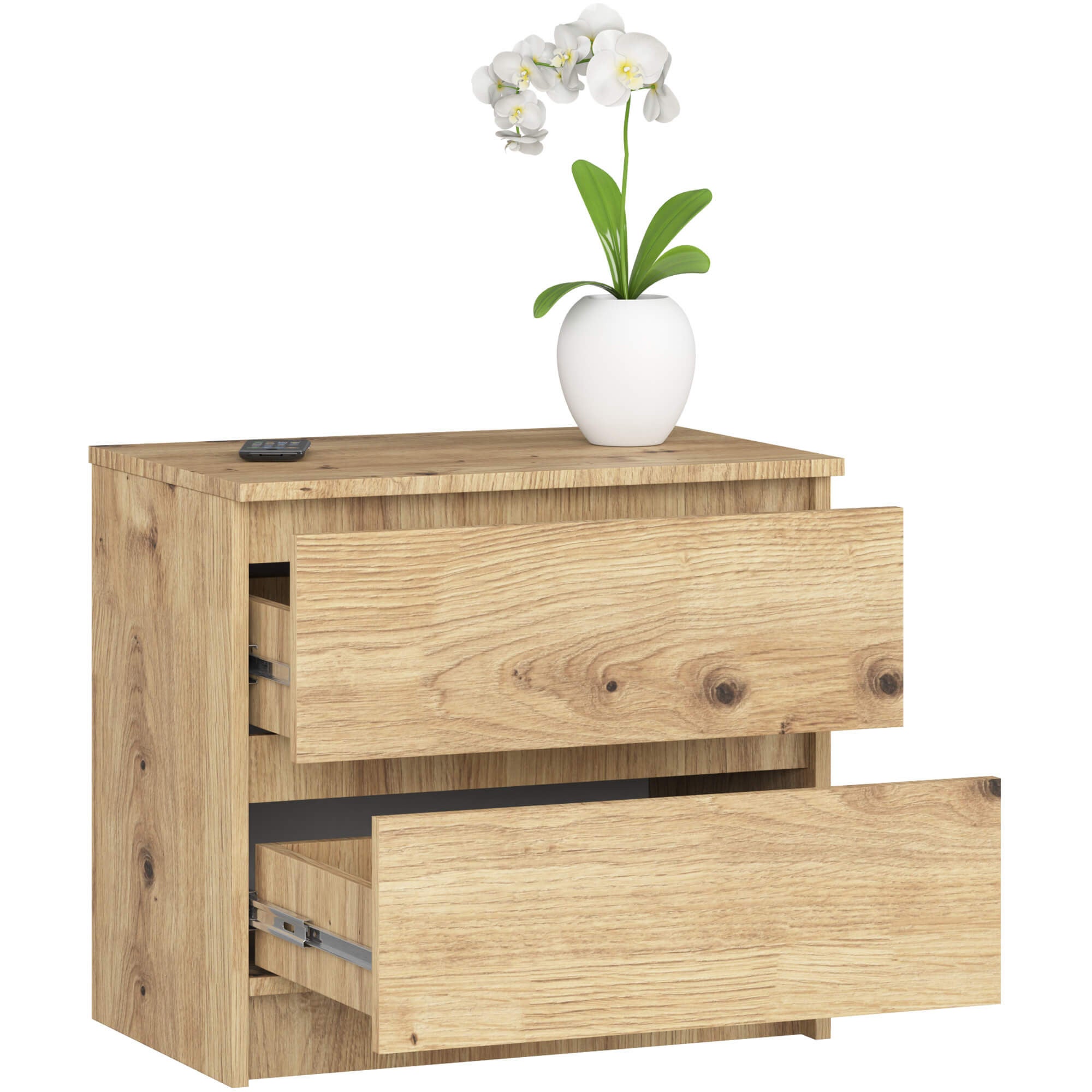 Table de chevet AKORD K60 Chêne Artisan 60 cm 2 tiroirs façade Chêne Artisan 60x40x55 cm - 2