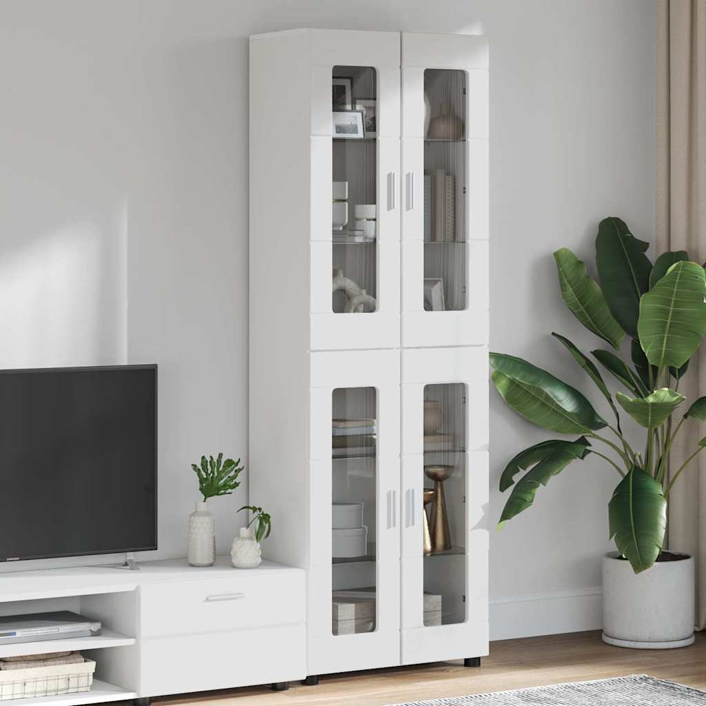 Armoire Haut de rangement - Armoire De Chambre avec porte Blanc brillant 60 x 35 x 182 cm - 2