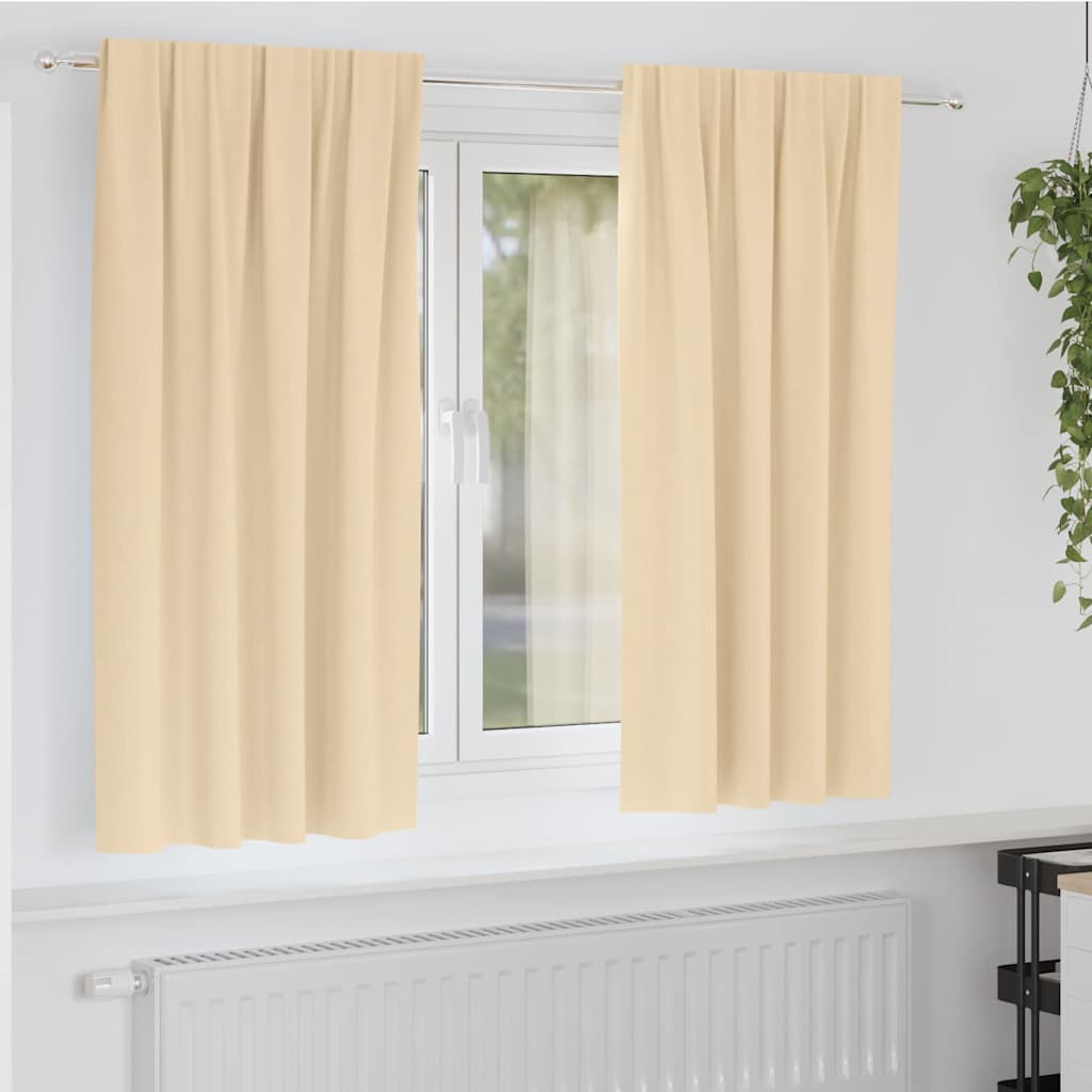 Firany blackout z kółkami 2 pcs Kremowy 175 x 140 cm Poliester vidaXL