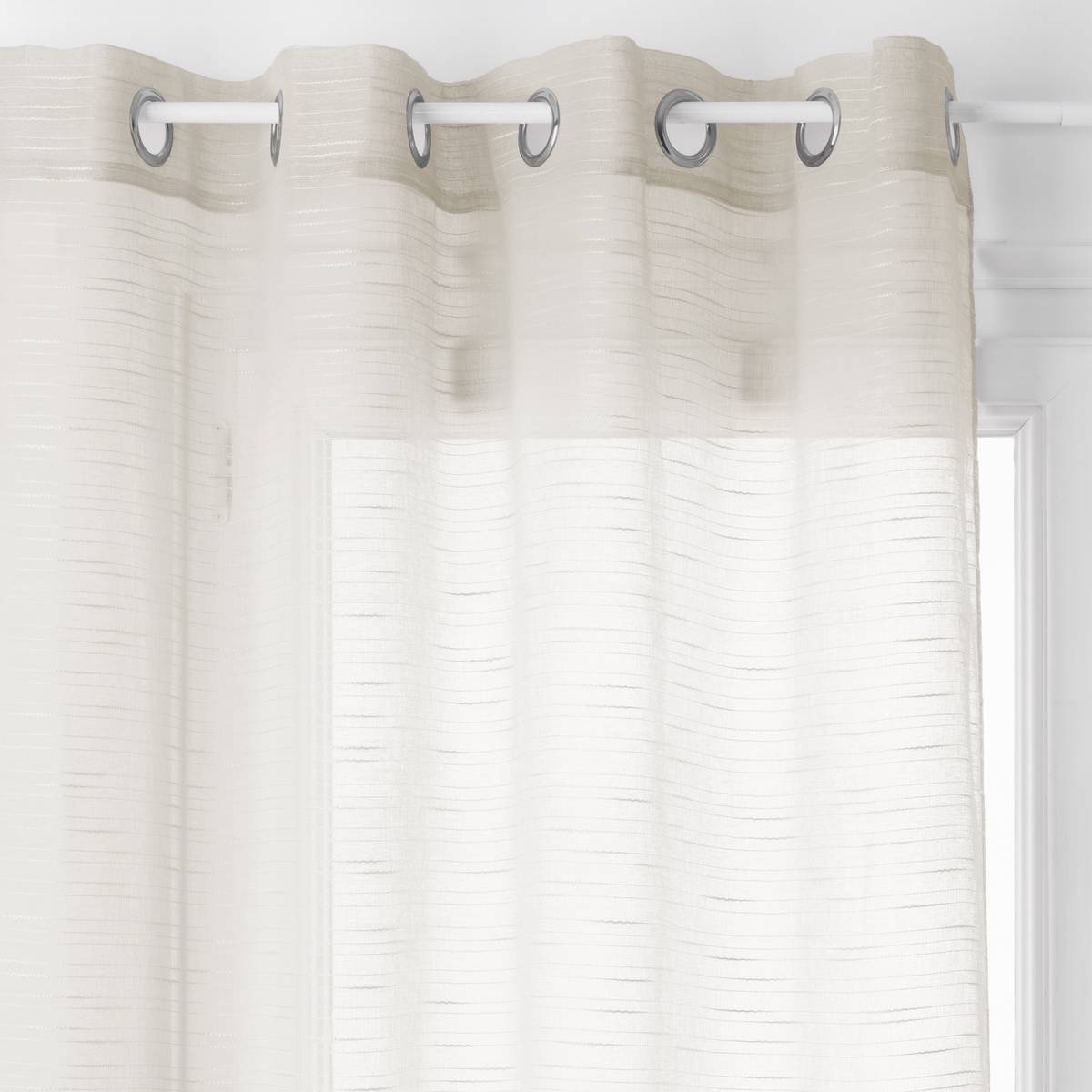 Voilage Atmosphera Vert Cèdre 140x240 Cm - Rideau Transparent Avec 8 Oeillets