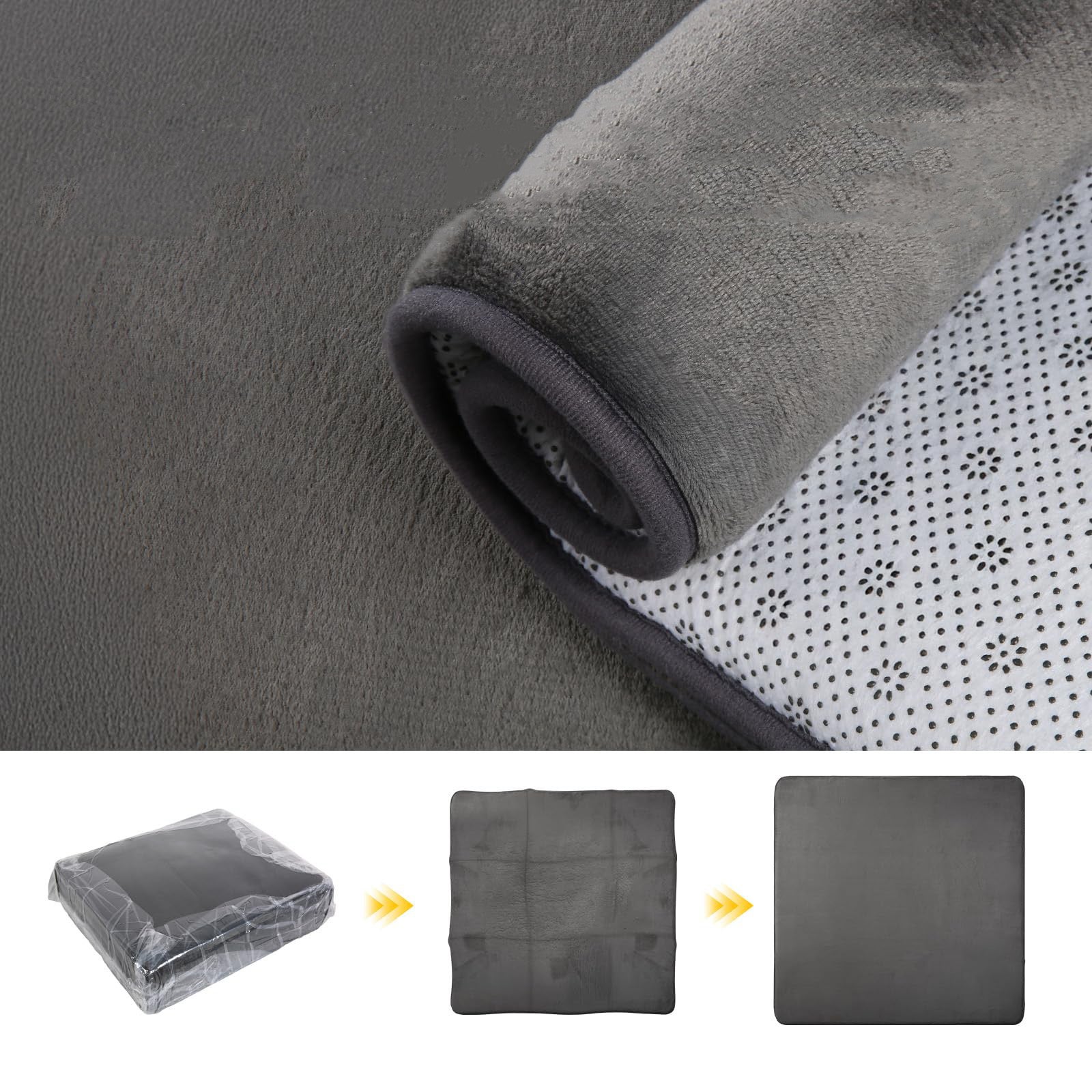 LEDANDER Tapis de sol épais multifonctionnel, tapis de jeu antidérapant en dessous, en mousse éponge, gris foncé, 127*127cm [3cm d'épaisseur] - 7