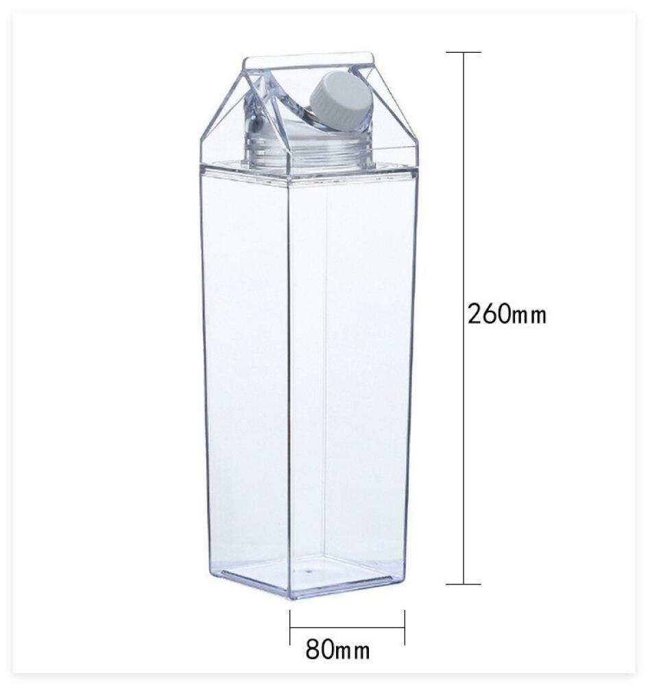 2 Bouteilles D'eau Transparentes 1000 Ml - Bouteille Carrée Réutilisable Pour Lait, Jus, Camping, Pique-nique